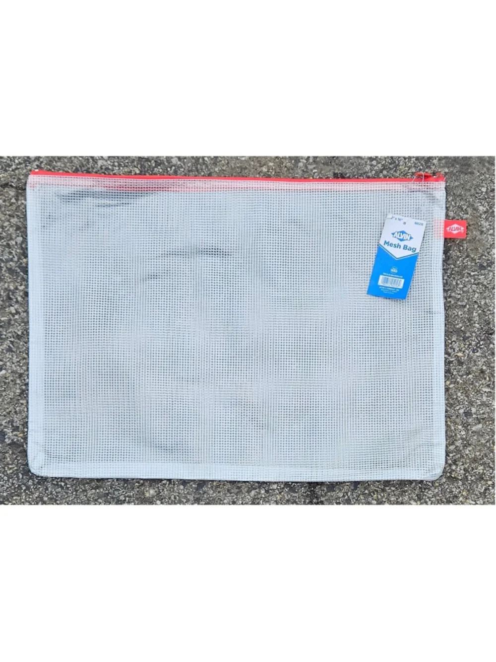 Alvin NB1216 PVC Mesh Pouch Bag Organizer with Zipper Clear & Red 12